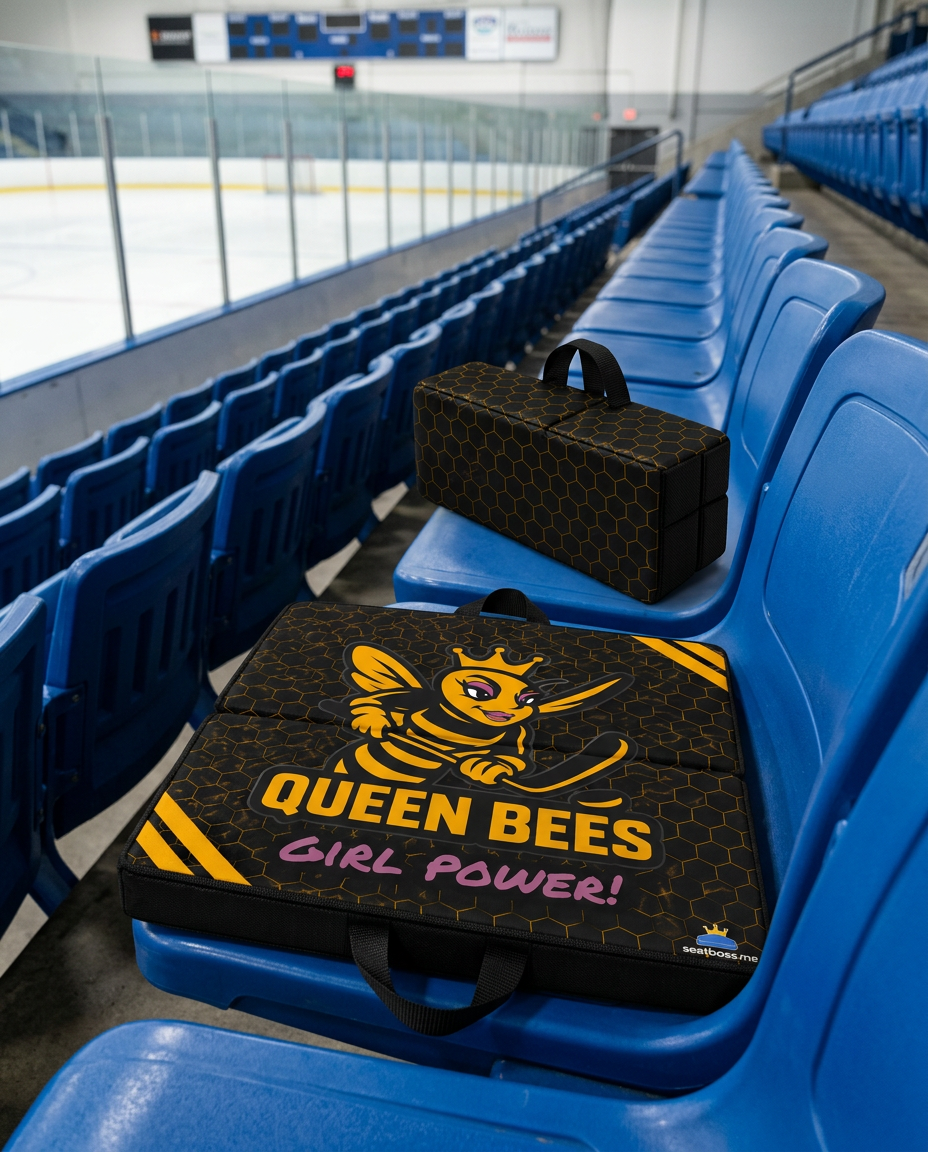 Seatboss foldable seat cushion on a stadium chair
